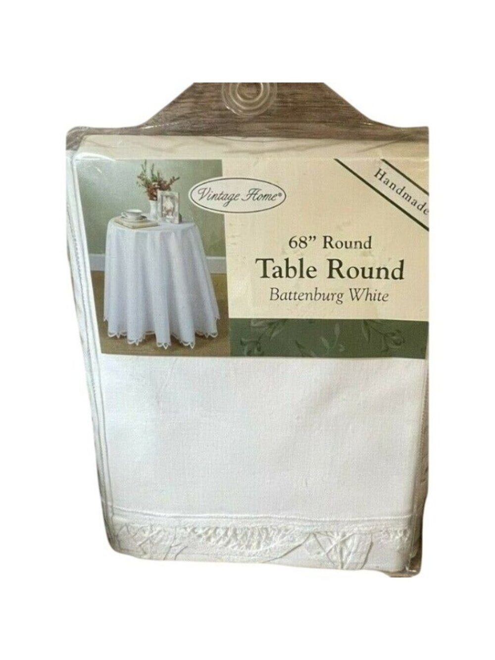 Vintage Home Tablecloth Handmade 68" Round Battenburg White 100% Cotton Sealed - Picture 5 of 9